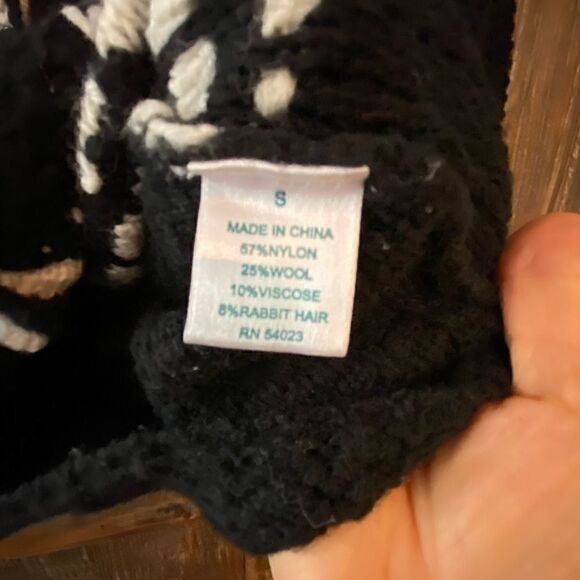 Pim + Larkin S Classic Black Cream Chunky Knit Long Sleeve Blazer Knit Jacket - Picture 4 of 6